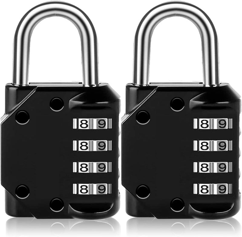 Vervida ® Combination Lock Resettable 2 Pack 4 Digit Outdoor Waterproof Combo Padlock for School Gym Locker, Sports Locker, Fence, Toolbox, Gate, Hasp Storage (Black) - Image 1